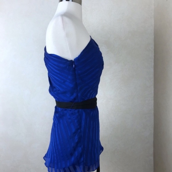 Vintage Bebe Y2K Royal Blue One Shoulder Silk Top S - Picture 5 of 7